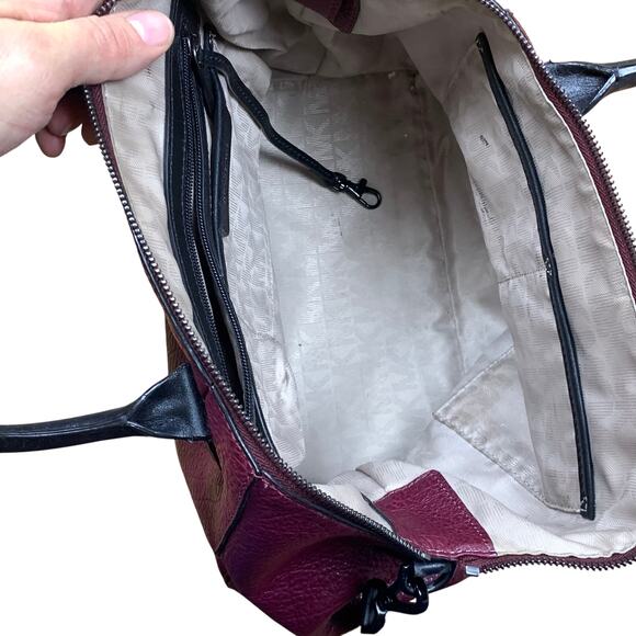 Michael Kors Campbell Large Burgundy Merlot Satchel Leather Shoulder Bag - Picture 13 of 15